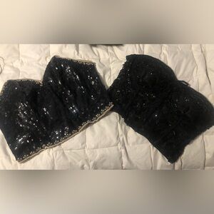2 Black Sequin Bustier Tops-90s